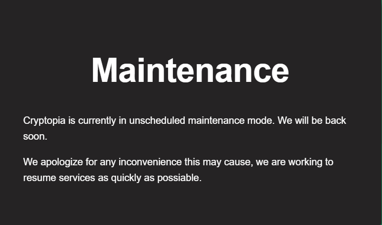 cryptopia maintenance message